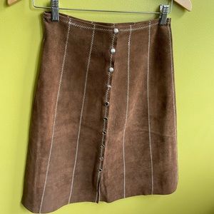 Women’s 1960/1970’s brown suede a-line skirt excellent vintage size 3/4